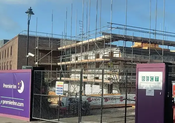 Building site attached to a hotel