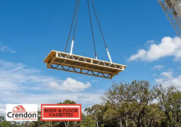 Roof and Floor Cassette hanging in the air via crane