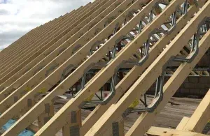 Posi-Joists lining a roof under construction