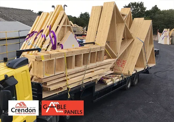 Gable Panels and other products loaded onto a lorry.