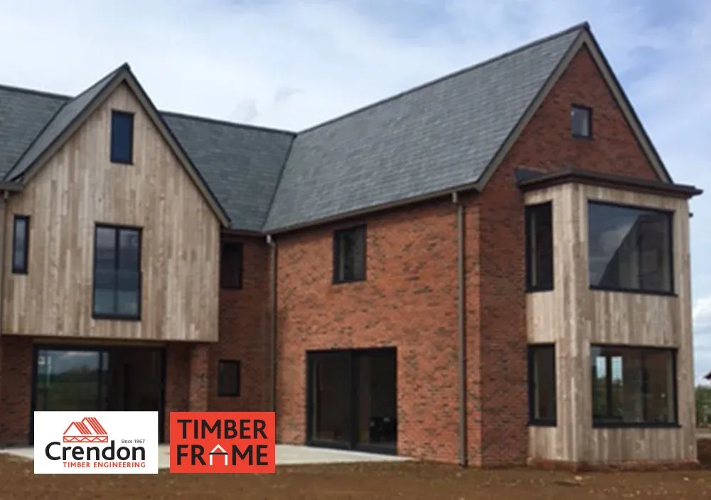 Modern home with red brick and wood panelling