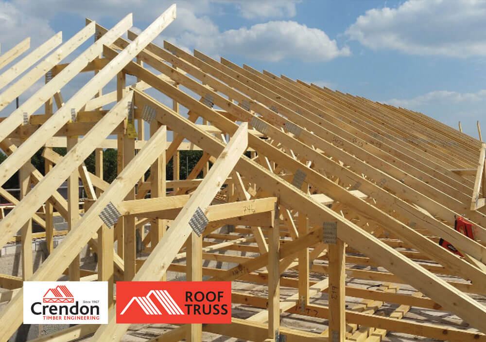 Roof Trusses forming the structure of a roof under construction