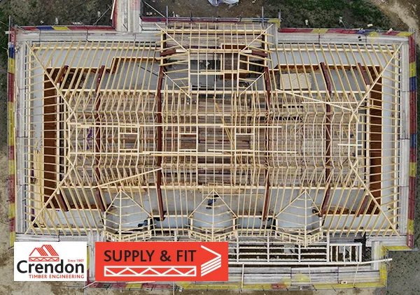 Building in construction from above